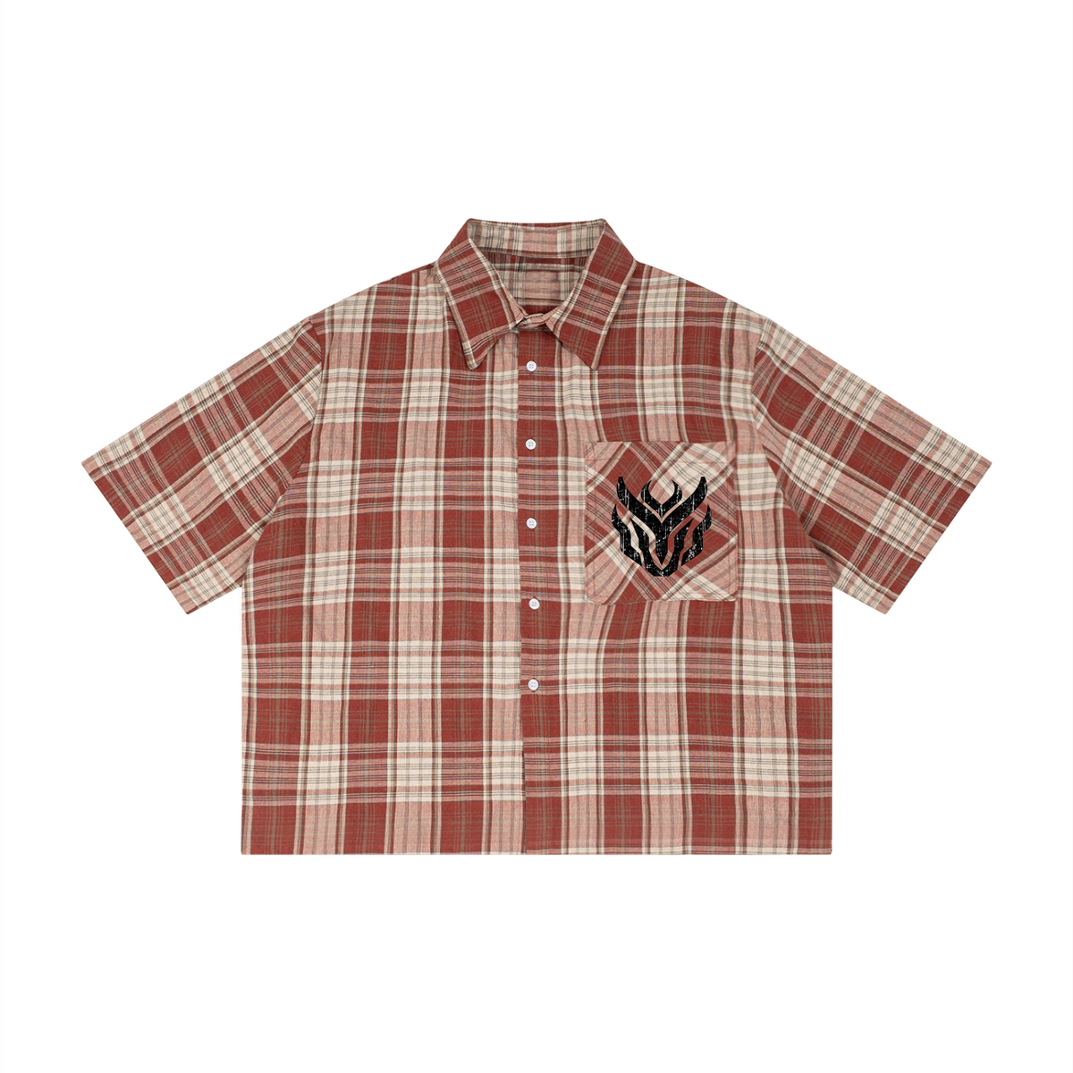 KBMT Plaid Boxy Short Sleeve Shirt