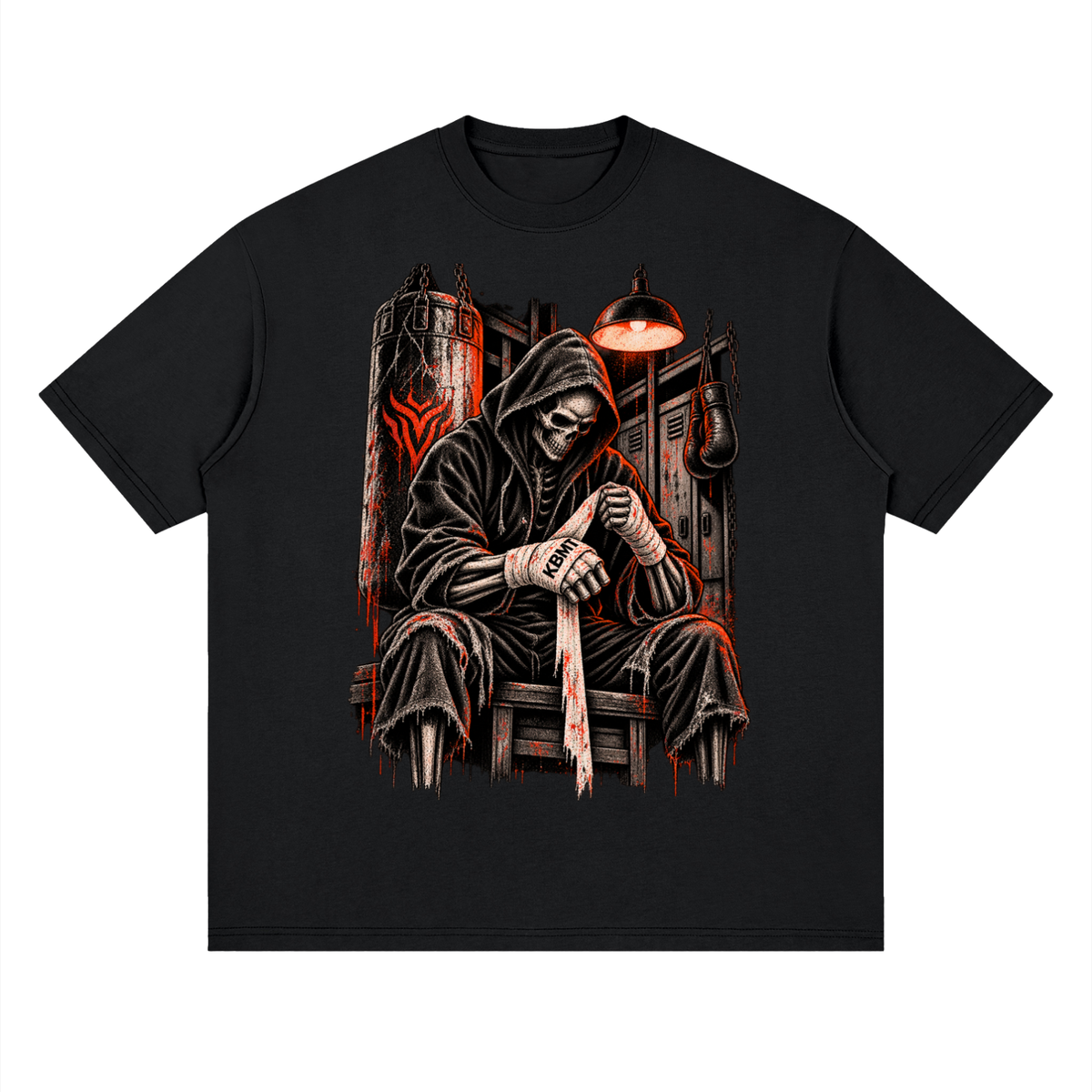 KBMT Skeleton Fighter Streetwear Loose Drop Shoulder T-Shirt