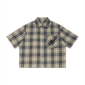 Unisex Plaid Boxy Short Sleeve Shirt