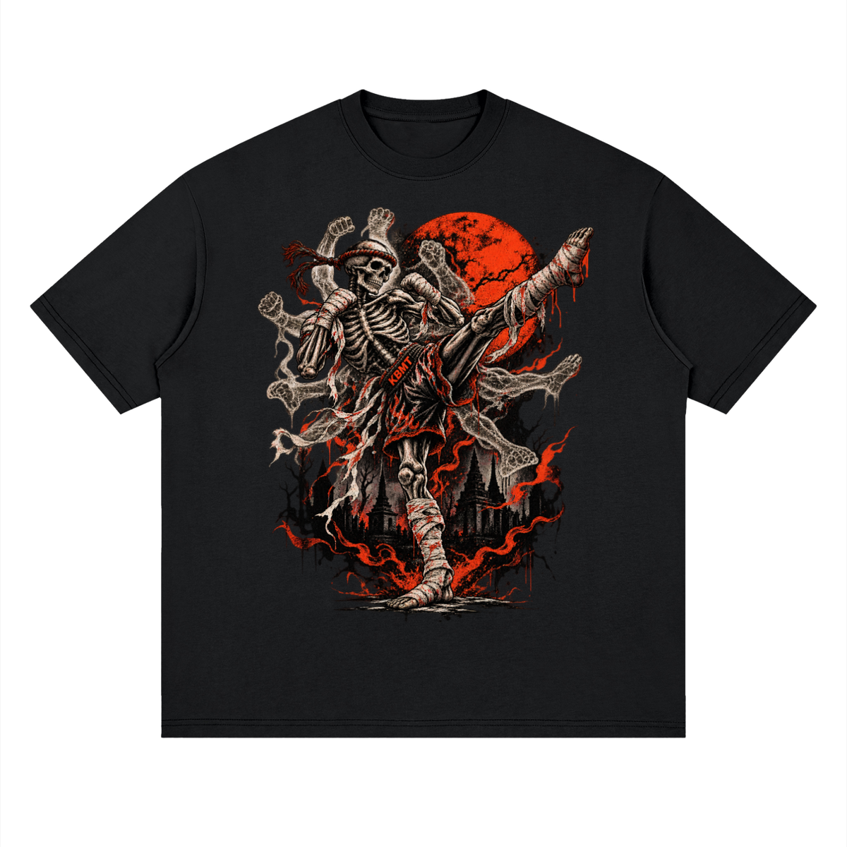 KBMT Skeleton Muay Thai Streetwear Loose Drop Shoulder T-Shirt