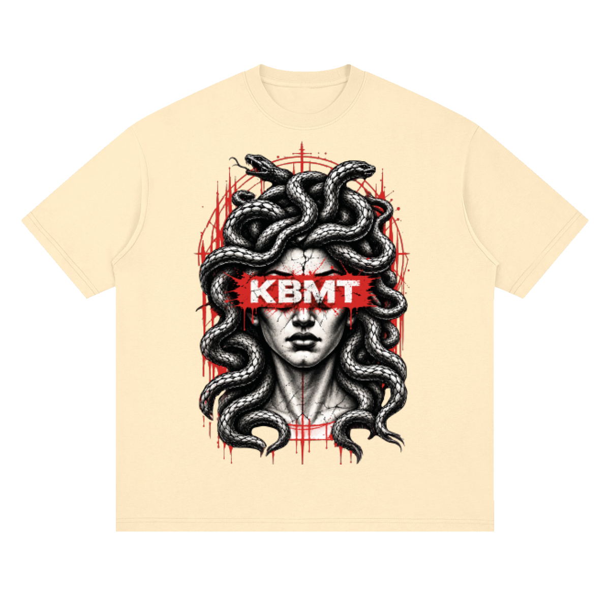 KBMT Medusa Black Streetwear Loose Drop Shoulder T-Shirt