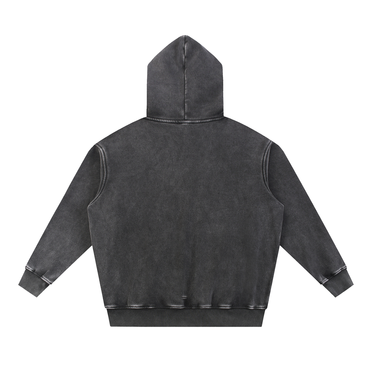 Snow Wash Oversized Graffiti Fleece Hoodie